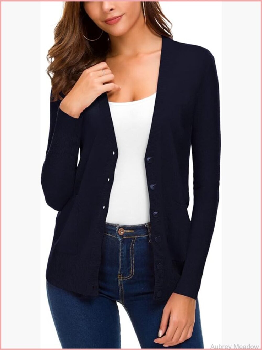 Women's Lightweight Long Sleeve Cardigan Sweater Open Front Knit with Pockets